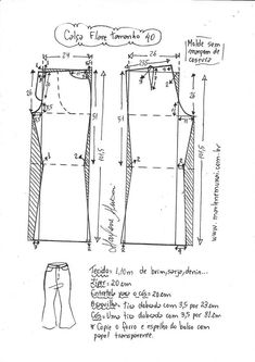 a drawing of the front and back view of a women's skirt, with measurements for