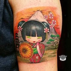 Kokeshi Tattoo, Japanese Geisha Tattoo, Geisha Tattoos, Kunst Tattoos, Doll Tattoo, Geisha Tattoo, Demon Tattoo, Religious Tattoos