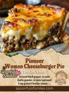 Cheeseburger Dinner Ideas, Easy Sunday Dinner Ideas Families, Pioneer Woman Recipes Dinner, Cheeseburger Pie, Thanksgiving Menu Ideas, Beef Casserole Recipes, Ground Beef Recipes For Dinner, Beef Recipes Easy, Easy Casserole Recipes