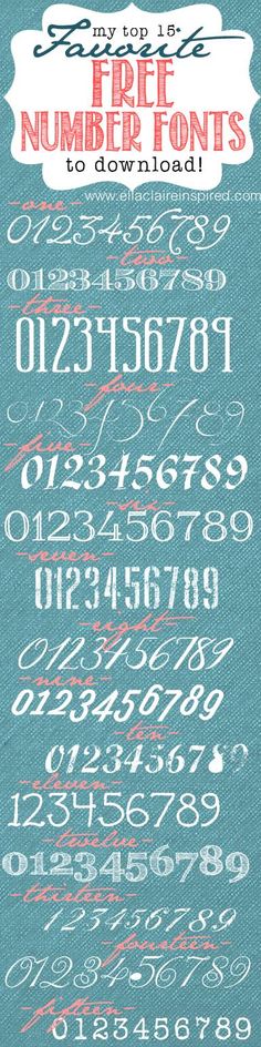 an old fashioned font and numbers are displayed on a blue background with the words free numbered font