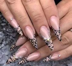 Pointed Nail Designs, Leopard Print Nail Art, Halo Nails, Leopard Print Nail, Print Nail Art, Animal Print Nails Art, Leopard Print Nails, Pointed Nails