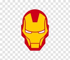 an iron man mask on a white background, with red and yellow colors in the center