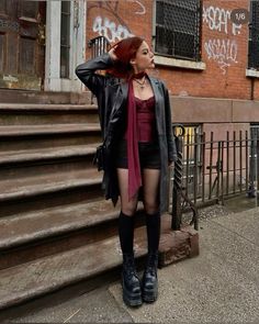 Burgundy Outfit, Rock Outfit, Mode Inspo, Goth Outfits