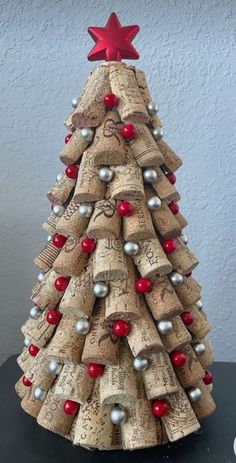 a christmas tree made out of wine corks