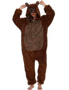 PRICES MAY VARY. ANIMAL COSPLAY COSTUME: Soft and comfortable, light in weight. Special animal cartoon design and vivid image makes you stylish and adorableand a real eye-catcher at every party. UNISEX BROWN BEAR PAJAMAS: The adult onesie is fit for men and women at home and for party in Spring, Autumn and Winter, it keeps you warm and enjoy your leisure time. UNISEX ADULT PAJAMAS: This onesie animal pajamas are unisex, can be couple pajamas, family pajamas, party pajamas, cosplay costumes.Its a Bear Pajamas, Party Pajamas, Animal Onesies, Pajamas Party, Animal Cosplay, Pajama Costume, Onesie Costumes, Animal Onesie, Animal Pajamas