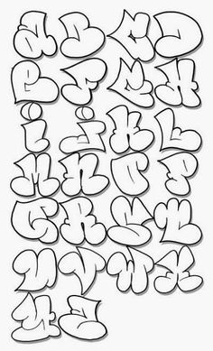 graffiti alphabets and numbers are drawn in the shape of letters with black ink on white paper