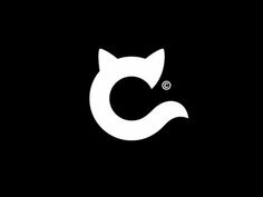 the letter c with a cat's head in the center on a black background