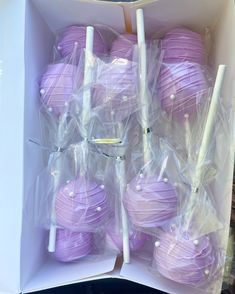 Lilac , lavender , light purple wedding or birthday cake pops Purple Birthday Treats, Purple And Silver Cake Pops, Light Purple Cake Pops, Purple 25th Birthday Cake, Purple Party Ideas Birthday, Purple Butterfly Cake Pops, Lilac Party Decorations Birthday