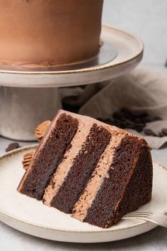 a slice of chocolate cake on a plate