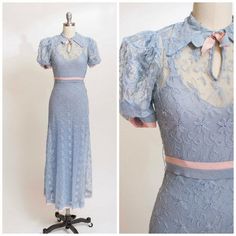 Tambour Lace, 1930s Gown, 30s Dress, Glass Menagerie, Dress Pastel, 20th Century Fashion