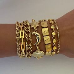 Deadstock Double Thick Bracelet – The Sage Vintage Gold Plated Bracelets, Bracelet, Gold, Pins