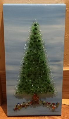 SOLD Christmas Tree in the Raw Crushed Glass Art Designs by Kitch - Etsy Crushed Glass Christmas Tree, Crushed Glass Art, Gifts Drawing, Christmas Resin, Fused Glass Panel, Glass Art Design