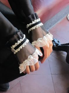 Victorian Wrist Cuffs Bracelet Black Off White. Lace Bracelet Gothic Jewelry accessories. Mysterious Secret. by JoolaDesigns steampunk buy now online Manset Lengan, Detail Couture, Lace Bracelet, Lace Cuffs, Black Bracelet, Sleeves Designs For Dresses, Wrist Cuffs, Women's Jewelry And Accessories