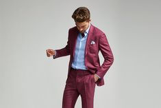 Linen Suit Men, Navy Pinstripe Suit, Maroon Suit, Races Outfit, Style For Men, Engagement Parties, Polka Dot Wedding, Spring Weddings, Black Oxfords