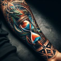 a man's arm with an intricate tattoo design on it