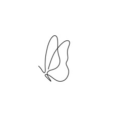 a single line drawing of a butterfly on a white background