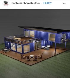 a house made out of shipping containers is shown in this artist's rendering image