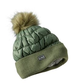 Women's Puffer Pom Hat | Winter Hats & Beanies at L.L.Bean Feather Comforter, Insulated Jacket Women, Cable Knit Hat, Warm Winter Hats, Puffer Jacket Women, Panel Hat, Winter Hats Beanie, Winter Hats For Women, Pom Pom Hat