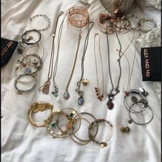 I Have 31 Bracelets In Copper, Silver And Blackened. 7 Necklaces, One Pair Of Clip Earrings And A Gold Ring Fairygrunge Jewelry, Grunge Jewelry, Stacked Jewelry, Clip Earrings, Christmas List, Womens Jewelry Bracelets, Gold Ring, Clip On Earrings, Black Silver