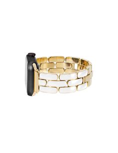 This chic, jewelry-inspired enamel link bracelet elevates your watch with a subtle yet stylish look. Fit: 38/40/41mm model Band circumference including Apple Watch® device: 157mm-198mm (6.25"-7.75") Band width: 18x14mm 42/44/45/Ultra (49mm) model Band circumference including Apple Watch® device: 165mm-204mm (6.5"-8") Band width: 20x14mm Orders placed between December 25th and January 2nd will experience shipping delays. Kendra Scott Apple Watch Bands, Chic Apple Watch Band, Elegant Metal Bracelet Strap Apple Watch Band, Modern White Bracelets With Solid Link Construction, Elegant Metal Apple Watch Band With Solid Link Construction, Luxury White Apple Watch Band With Bracelet Strap, Trendy White Watch With Bracelet Strap, Elegant Adjustable White Watch Bands, Elegant White Adjustable Watch Bands