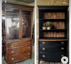 an old dresser has been refinished into a new piece of furniture for the living room