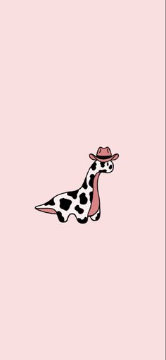 a black and white giraffe wearing a pink hat