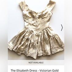 You Have No Idea How Much I Love This Romper! It’s Elegant, Romantic, Cute And Classy All At The Same Time! I’m Pretty Confident This Fabric Was A Limited Edition Release In 2020! Rare! The Gold In Person Has A Really Beautiful Shimmer!! Perfect For Valentines, Bday, Christmas, Or Nye Parties! Throw A Corset Over It And It’s A Date! Or Throw A White Sweater Over It For A Laid Back Fit! Fits More Like A Small Imo. Vanessa Mooney Measurements Included! I Am Unable To Take The Measurements On My Ow Gold Christmas Dress, Gold Clothing, Pink Silk Dress, Silk Romper, Gold Outfit, Vanessa Mooney, Victorian Gold, Bustier Dress, Holiday Prints