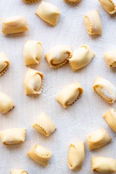 small ravioli shells on a baking sheet