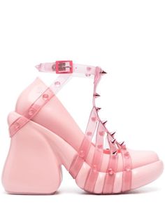 Jean Paul Gaultier x Melissa Punk Love Platform Pumps - Farfetch Pink Goth Shoes, Pink Punk Aesthetic, Vtuber Reference, Pink Platform Boots, Alt Shoes, Pink Platform Heels, Dress Png, Punk Love, Leather Bustier