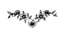 some black and white flowers on a white background with the word love written in it