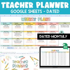 a teacher planner with the text, google sheets - dated dailys and dated months