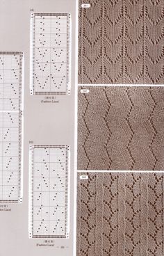 three pictures showing the different patterns for knitted afghans, and how to use them