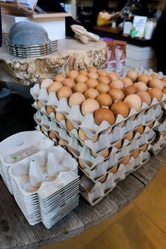 eggs are stacked on top of each other