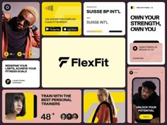 an ad for flexfit showing the company's logo and its various features