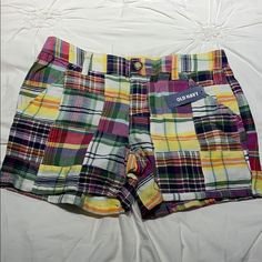 Plaid Shorts - Never Been Worn. Multicolor Cotton Bottoms For School, Multicolor Cotton School Bottoms, Fun Cotton Bottoms For School, Multicolor Bottoms For School In Summer, Multicolor Short Bottoms For School, Fun Multicolor Bottoms For School, Purple Cotton Bottoms For School, Playful School Shorts With Pockets, Fun Multicolor Cotton Shorts