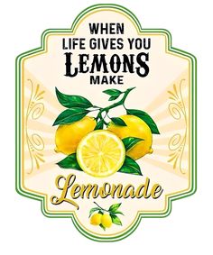 a lemonade label with the words when life gives you lemons make lemonade