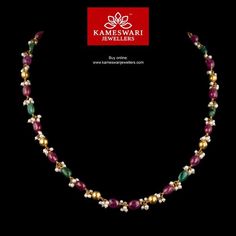 Gold Chain Men, Ruby Jewelry Necklaces, Kameswari Jewellers, Earrings Diamonds, Gold Pearl Jewelry, Gold Necklace Indian