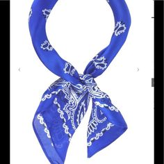 New In Bag Polyester 27x27 “ Blue Bandana As Gift, Blue Bandana Scarf As Gift, Blue Bandana For Summer Gift, Casual Blue Bandana, Casual Blue Bandana As A Gift, Casual Blue Bandana As Gift, Casual Blue Bandana Gift, Silk Tulips, Paisley Bandana