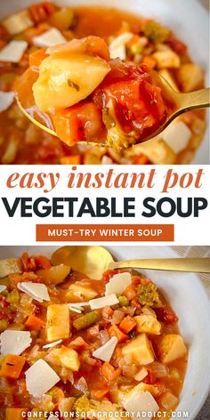 This comforting Instant Pot Vegetable Soup is the ultimate winter soup! Packed with fresh veggies and herbs, it’s a hearty, nutritious meal perfect for chilly nights. Ready in no time, this easy, one-pot recipe will warm you up and keep dinner stress-free. A healthy, homemade option for busy days that everyone will love. Cozy up with a bowl of this delicious, veggie-packed soup tonight! Save now for your next dinner idea! 🥕🍅 #ComfortFood #WinterSoup