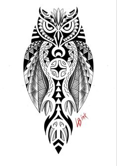 an owl tattoo design on a white background