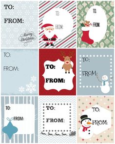 christmas greeting cards with santa claus and snowman in different colors, sizes and shapes