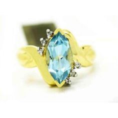 Condition: New With Tags Base Metal: Yellow Gold, 10k Main Stone Color: Blue Metal: Yellow Gold Sizable: Yes Main Stone Shape: Marquise Country/Region Of Manufacture: United States Main Stone: Topaz Main Stone Creation: Natural Ring Size: 7 ( Free Resizing Service - If Needed) Total Carat Weight (Tcw): 2.86 Carats Secondary Stone: Diamond Style: With Diamonds & Gemstones Gender: Female Metal Purity: 10k Type: Ring Topaz Diamond Ring, Purple Amethyst Ring, Art Ring, Nature Ring, Diamond Ring Settings, Domed Ring, Silver Band Ring, Diamond Fashion, Rose Gold Diamonds