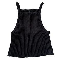 New Without Tags! Size M Thick, Ribbed Material Pit To Pit 11” Black Ribbed Halter Neck Top, Fitted Black Ribbed Vest, Black Knit Sleeveless Tank Top, Black Sleeveless Knit Tank Top, Black Ribbed Tank Vest, Black Ribbed Sleeveless Vest, Black Sleeveless Ribbed Vest, Black Ribbed Halter Neck Tank Top, Black Knit Tank Top