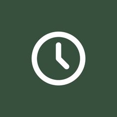 the clock icon is shown in white on a dark green background, it appears to be time