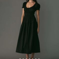 From The Site: Crafted From Crisp Organic Cotton Poplin, The Leanne Dress Features A Scoop Neckline, A Gathered Bust, And A Fitted Bodice Framed With Petite Ruffles. A Third Gathered Panel Finishes Just Below The Hips, Flaring Out Into An Ankle-Length Skirt, While Elastic Lends Give To The Short Puffed Sleeves, Bust, And Waist. Ankle Length Skirt, Bubble Sleeve, Sleeves Clothing, Vintage Inspired Dresses, Dress Crafts, Sleeve Maxi Dress, Mini Dress Casual, Inspired Dress