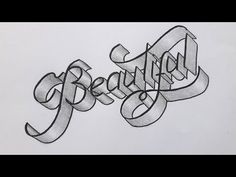 the word beautiful written in cursive writing