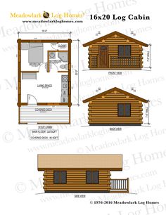 the floor plan for a small log cabin with lofts and living quarters, including two bedroom