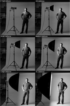 multiple shots of a man standing in front of a camera