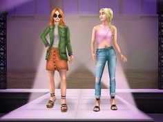 two animated women standing on a runway