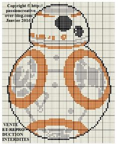 a cross stitch pattern with an orange and white bb - 8 droid on it